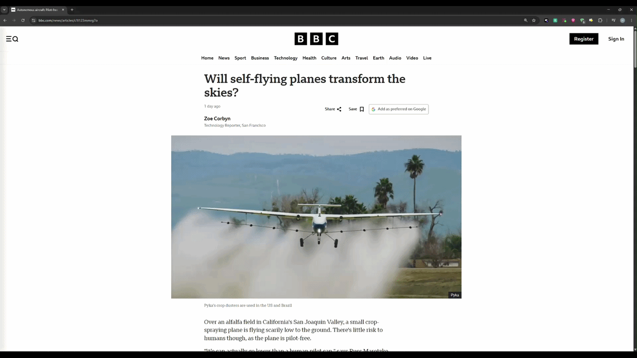 Digest. in action on a BBC article